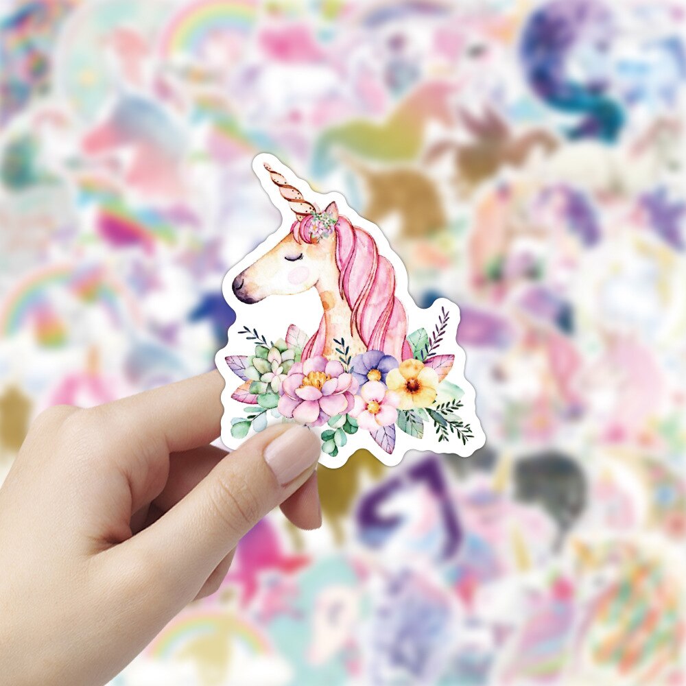 30/50Pcs Glitter Eenhoorn Sticker Waterdichte Bagage Laptop Scooter Koelkast Water Cup Sticker