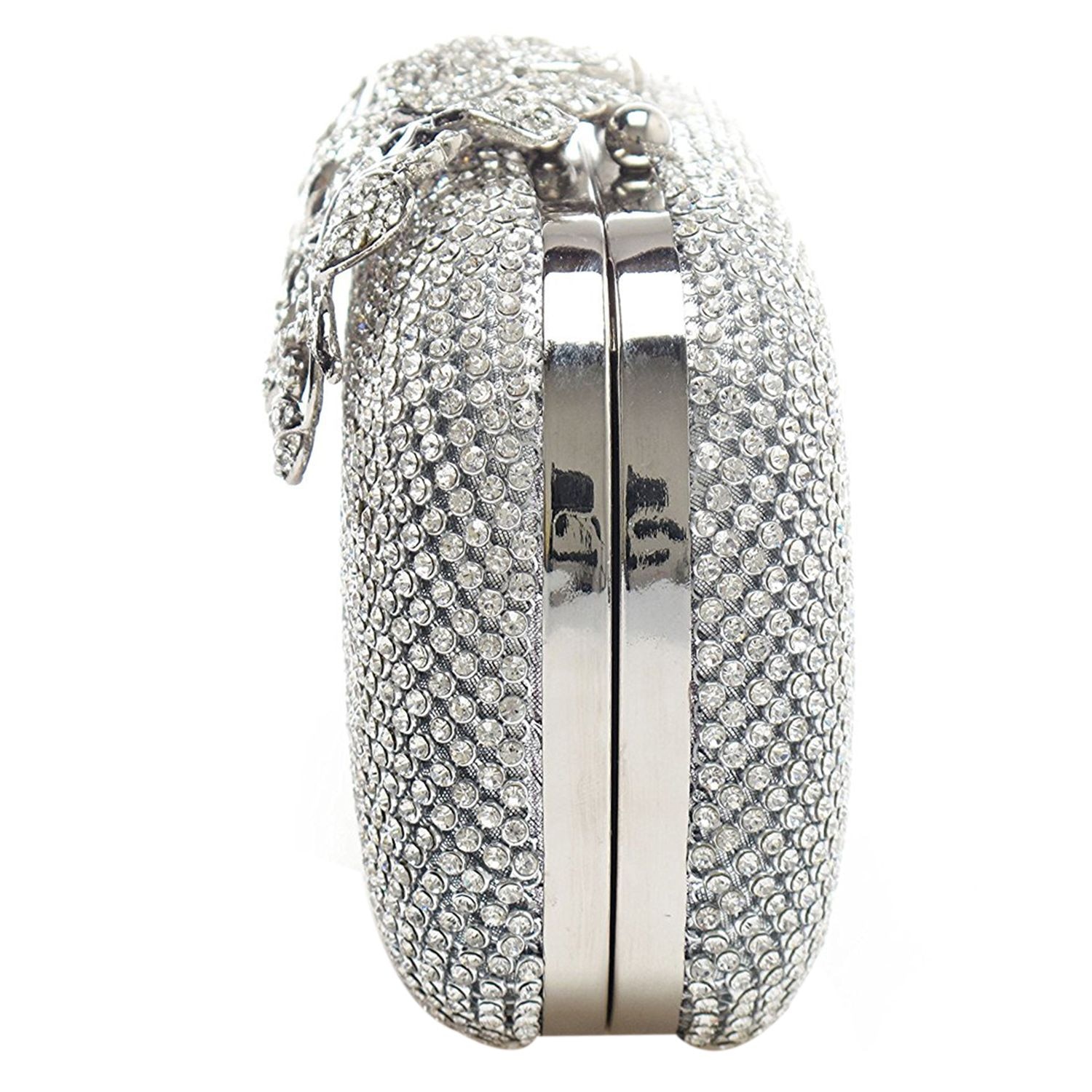 Unico Fermaglio D'argento Del diamante di Cristallo di diamante Del Sacchetto di Sera Della Borsa Della Frizione Del Partito di lungomare Nuziale