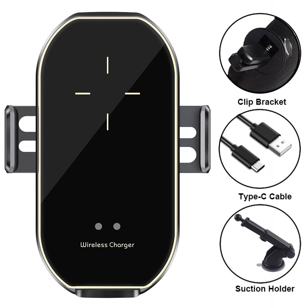 15w universele auto draadloze oplader telefoonhouder snellader 360 graden rotatie oplaadbeugel voor smartphones: Een gouden