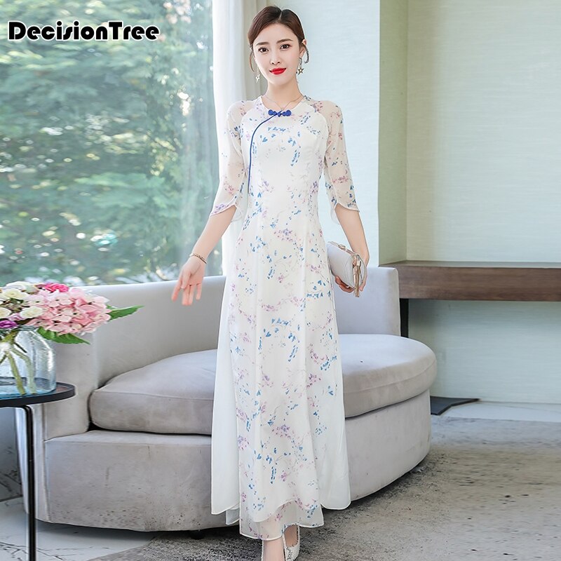Robe chinoise en lin qipao, robe traditionnelle pour femmes, élégante, qipao, aodai, collection
