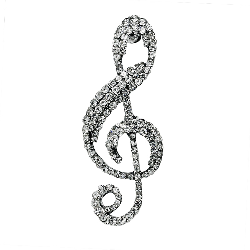 Trendy Style Crystal Rhinestone Brooches Music Note Shaped Brooch pins for Women Clothes Accessories