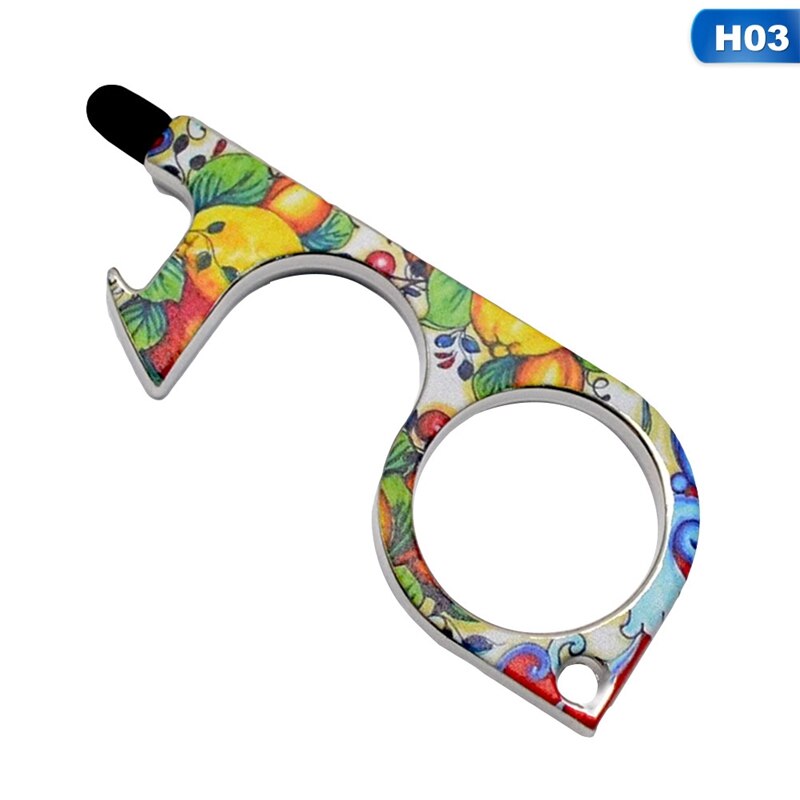Portable Clean Key Door Opener Handheld Brass EDC Keychain No Touch Elevator Button Non-Contact Handheld Tool: H03