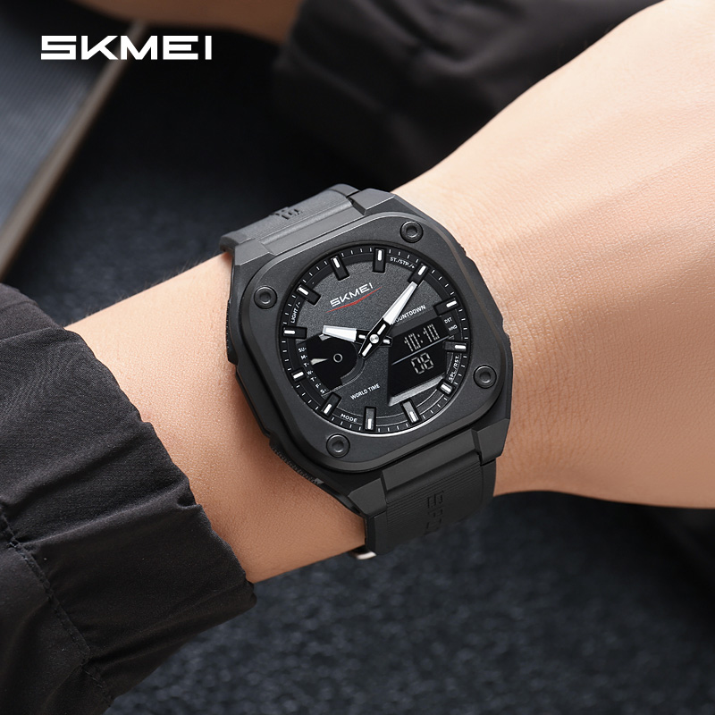 SKMEI 2328 reloj digital Reloj de pulsera deportivo de para hombre Cuenta regresiva Tiempo de ahorro de luz diurna con 5 relojes de despertador a prueba de agua