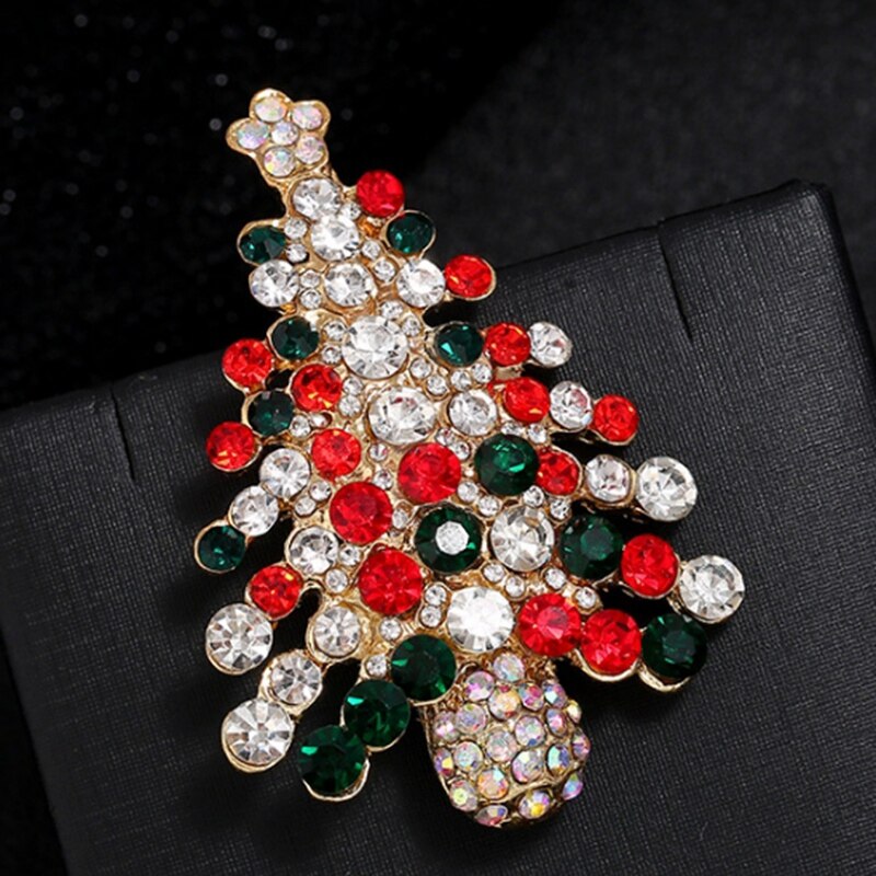 Christmas Enamel Snowman Santa Tree Bell Brooch Pin - Festive Jewelry Accessories for Women