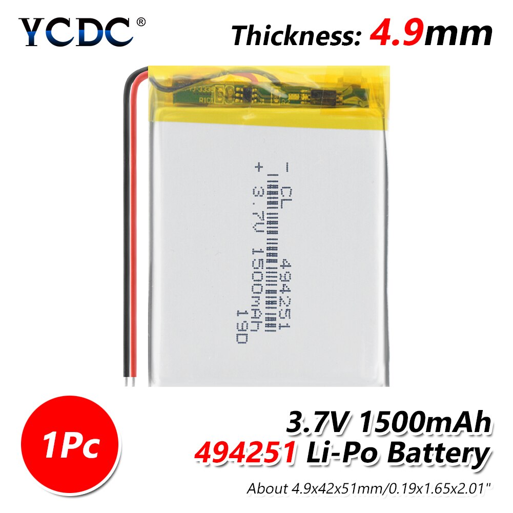 1500mAh lithium-ion polymer battery 3.7 V 494251 For MP3 MP4 MP5 GPS KTV household battery amplifier audio computer microphone: 1 PCS