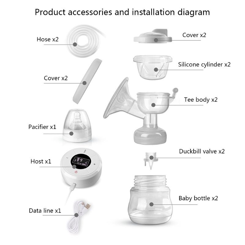 Elettrica Doppia Pompa Del Seno Kit con 2 Bottiglie di Latte di Latte Estrattore Del Bambino Assistente di Allattamento Al Seno Massager Del Seno