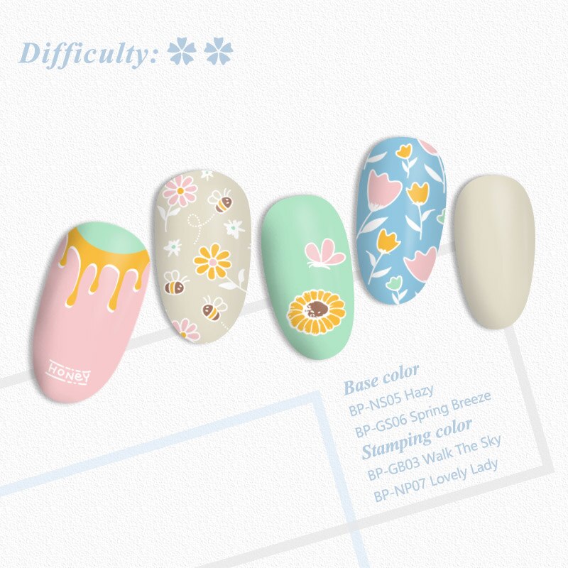 BORN PRETTY Rectangle Nail Stamping Plates Stainless Steel Simple High Nail Stamp Templates Flower tango-L003