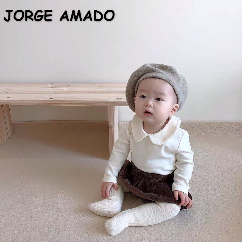 Herfst Kids Meisjes Shirts Turn-Down Kraag Bloemen Dot Effen Kleur Lange Mouwen Blouse Kinderen kleding E1900