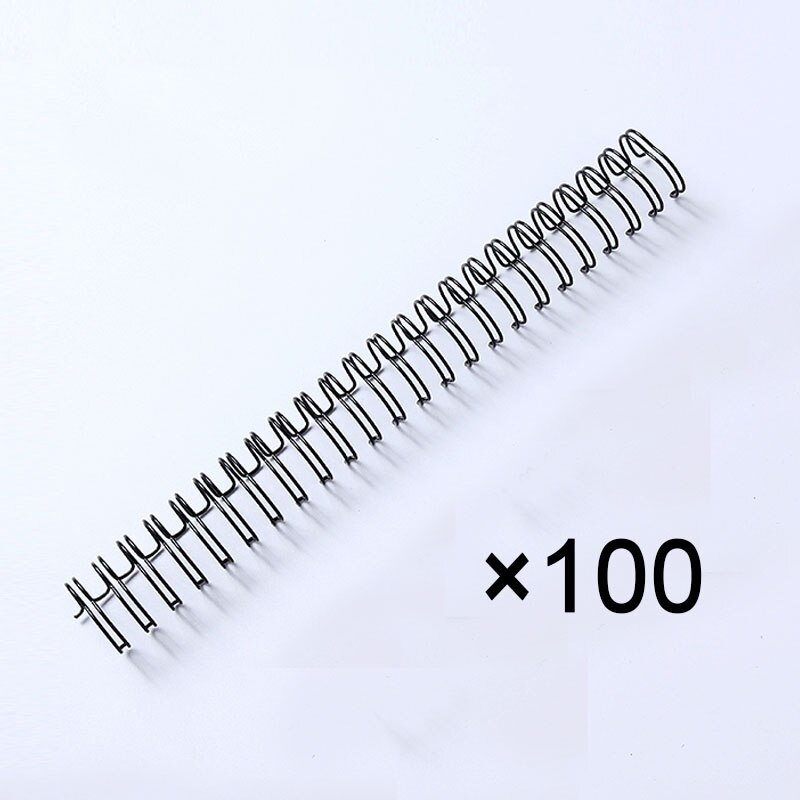100pcs A4 Metal YO Double Coil Binding Rings Wire Binding Loop Calendar Coil Loose-leaf Notebook Spring Iron Ring 3:1 Pitch: 6.4mmBlack
