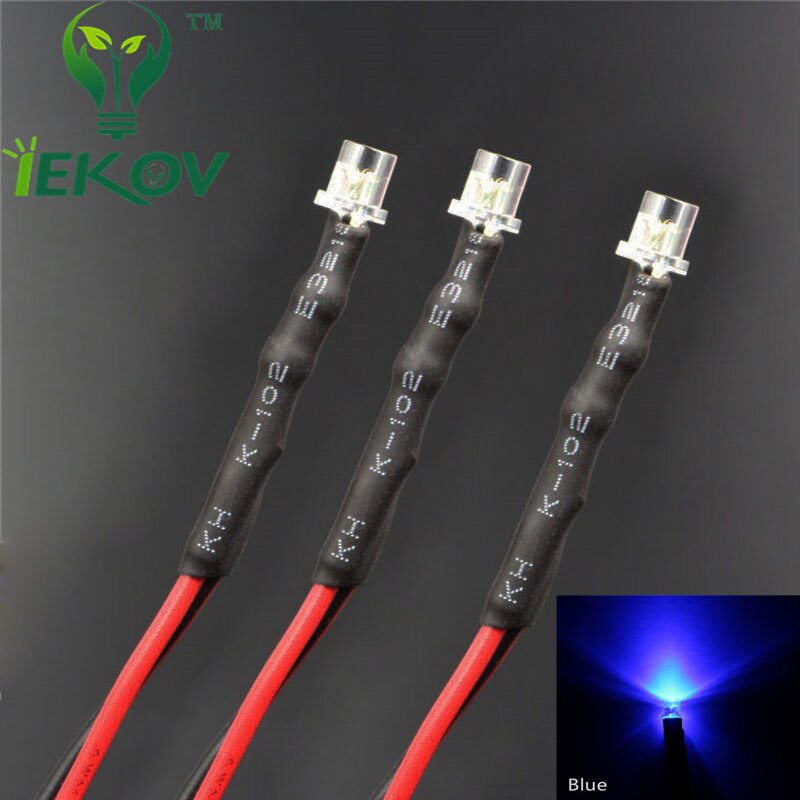 20pcs LED 3mm LED DIODE 12V Pre Wired 12v DC Flat top Emitting Diodes Wide Angle 20CM DIY