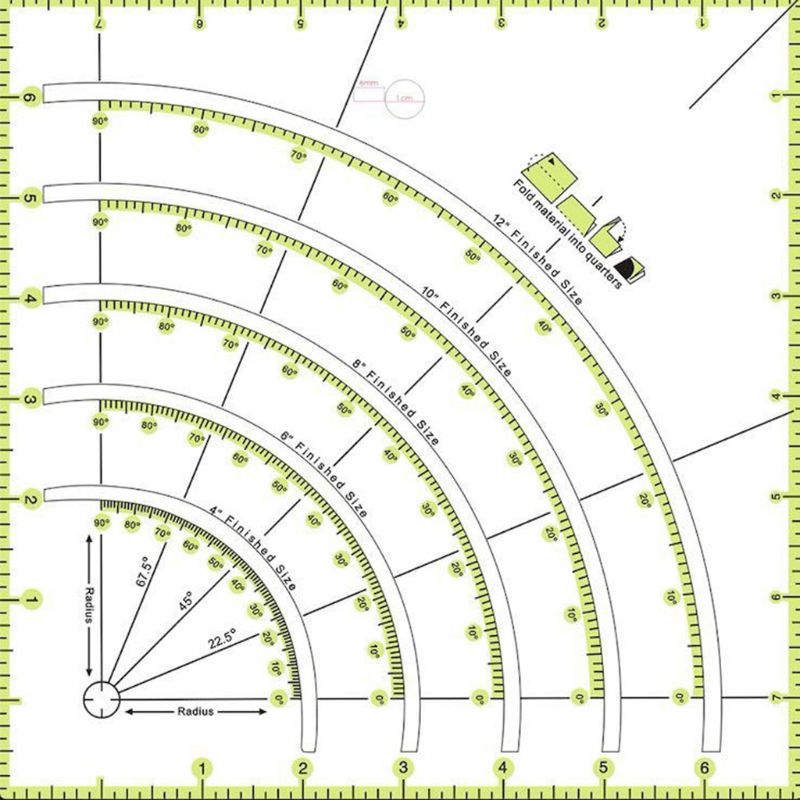 BöGen &Ampere; Fans Decke Kreis Cutter Lineal, Multifunktionale Bogen Schneiden Patchwork Lineal DIY Werkzeuge mit Doppel Farbige Linien