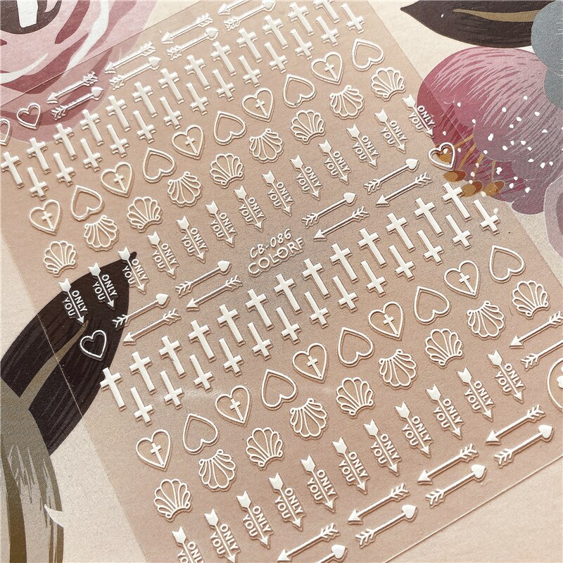 Jésus Christ vierge marie série croix 3D retour colle ongle décalcomanie ongle autocollant décoration ongle art ongle outil ongle ornement: CB-086W