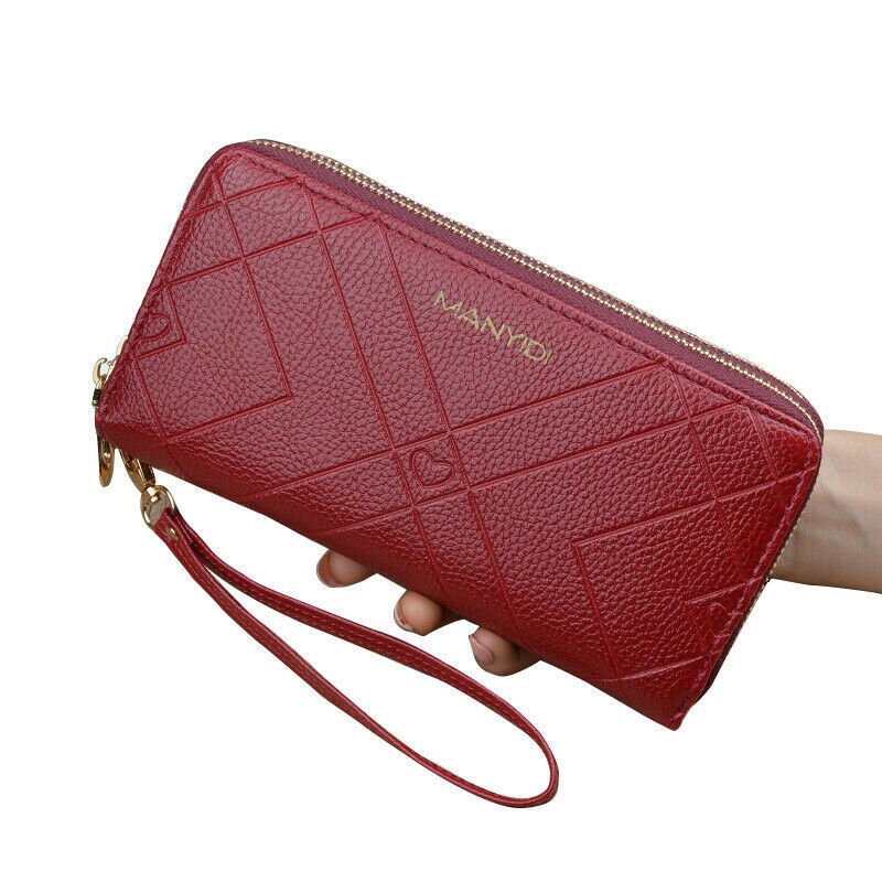 Noenname-null pochette pour femmes portefeuille en cuir synthétique polyuréthane porte-cartes long sac de téléphone sac à main sac à main bracelet: D