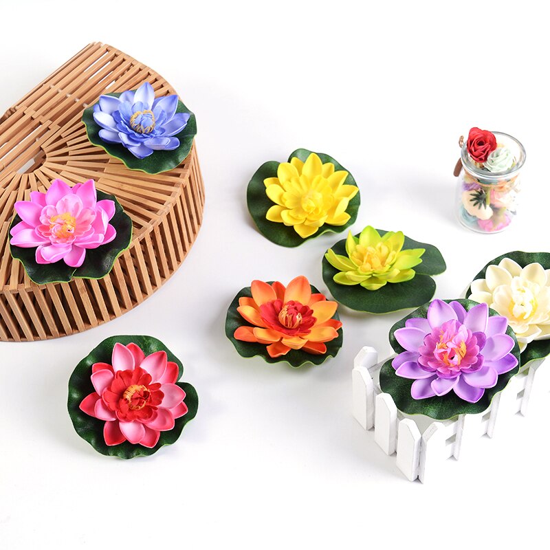 Lotus artificiel en mousse tactile, plantes de piscine flottante, lys blanc, pour jardin de mariage, décoration EVA, 10 Cm, 1 pièce