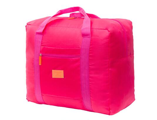 Travle bag blixtlås stor kapacitet nylon vikbar unisex bagage kläder sortering organisera väska: Rosröd