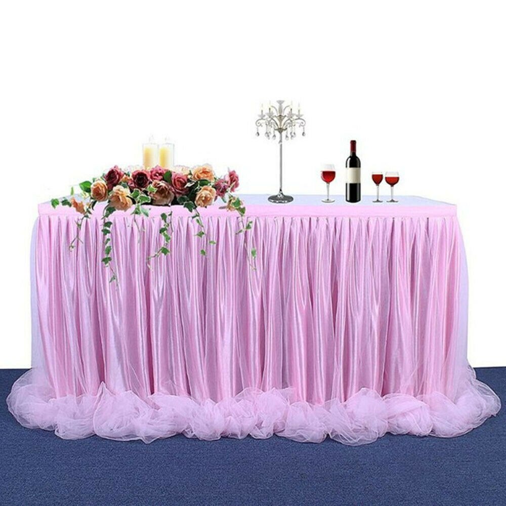 183 x 78 cm tyl tutu bord nederdel tyl bordservice til bryllup dekoration baby shower fest bryllup bord fodpaneler hjem tekstil: Lyserød