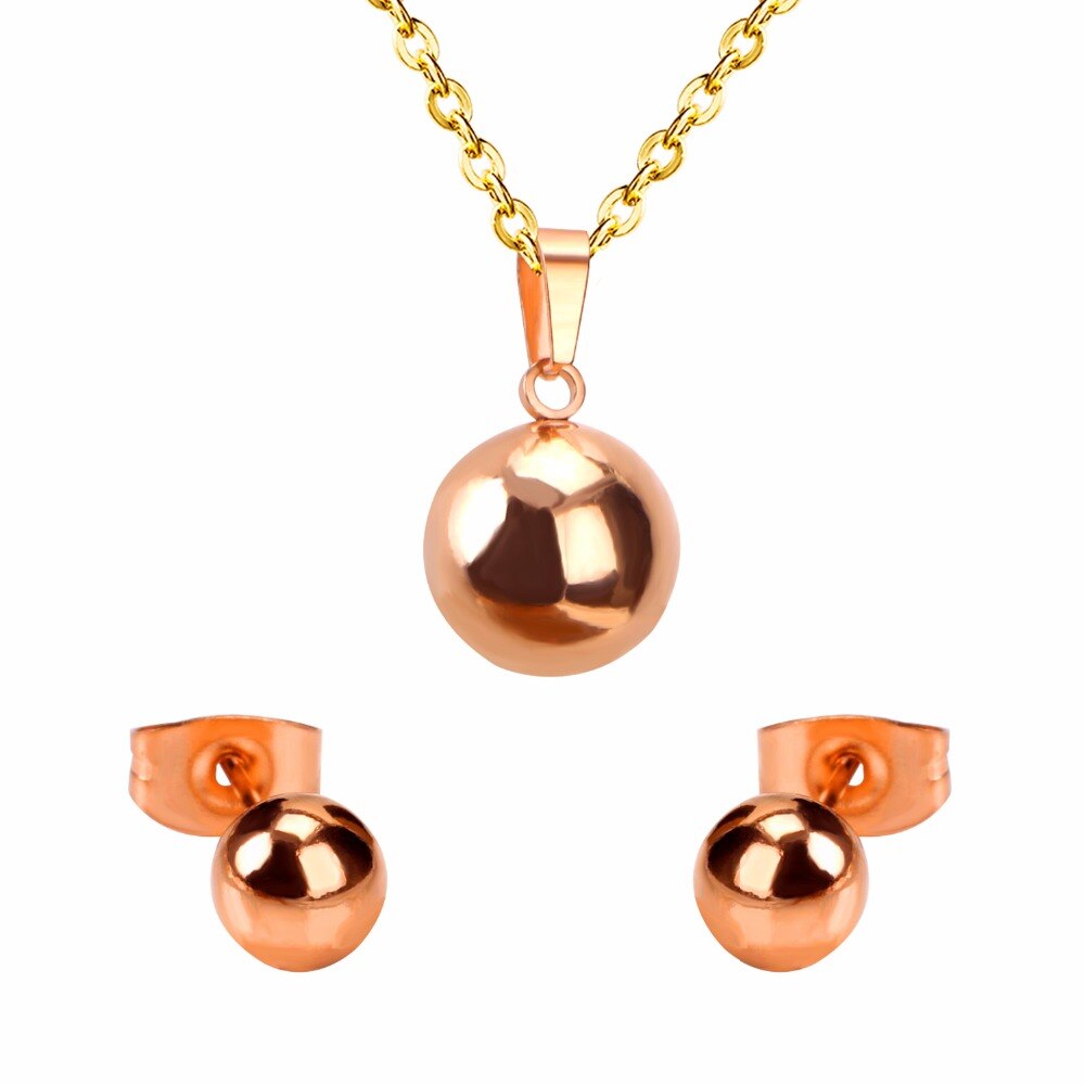 Luxusteel Inoxidable Ronde Bal Hanger Ketting Oorbellen Brinco Mujer Accessoires Gratis Kettingen Ketting En Oorbellen Sets