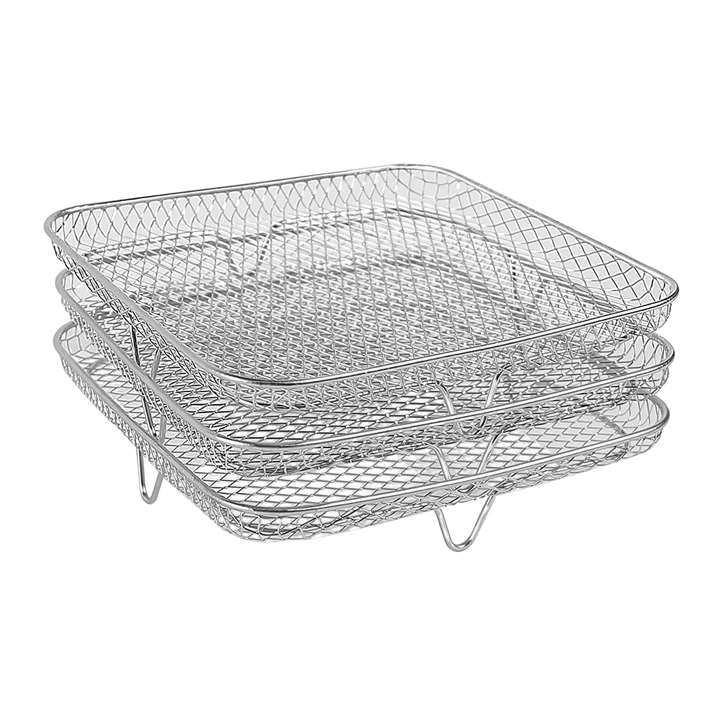 Air Fryer Rack Stackable Grid Grilling Racks 3-layers Stainless Steel Air Fryer Basket Tray Steam Rack Home Kitchen Accessories: SKY BLUE