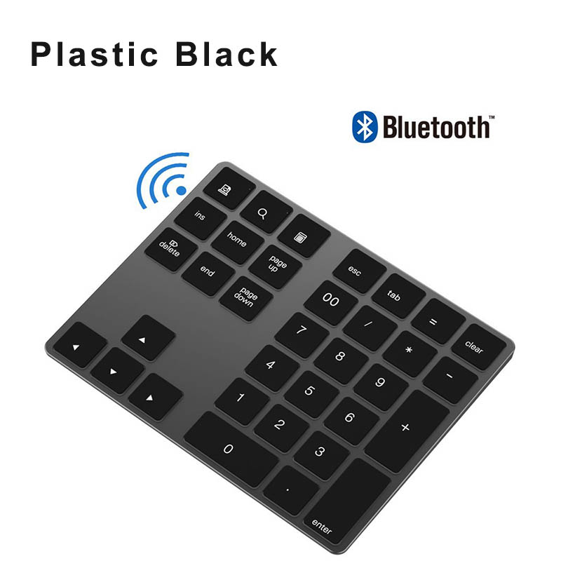 Zienstar Bluetooth Numeric Keypad,Portable Wireless 34-key External Number pads for Computer Laptop,Macbook,Android Tablet: Plastic Black