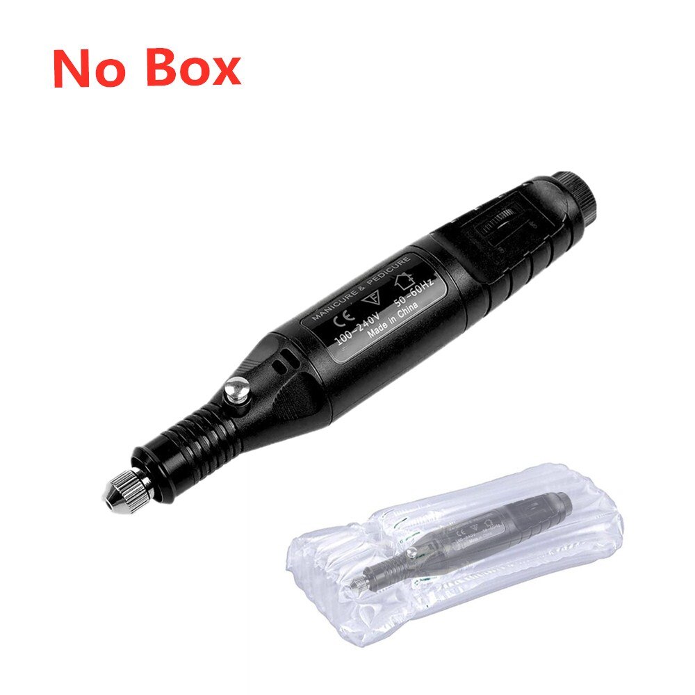 Pen Shape Nail Art Drill Kit, Electric Manicure Acrylic Nail Remover Portable Nail Drill Filing Machine Pedicure Kit For Beauty: BLACK NO BOX
