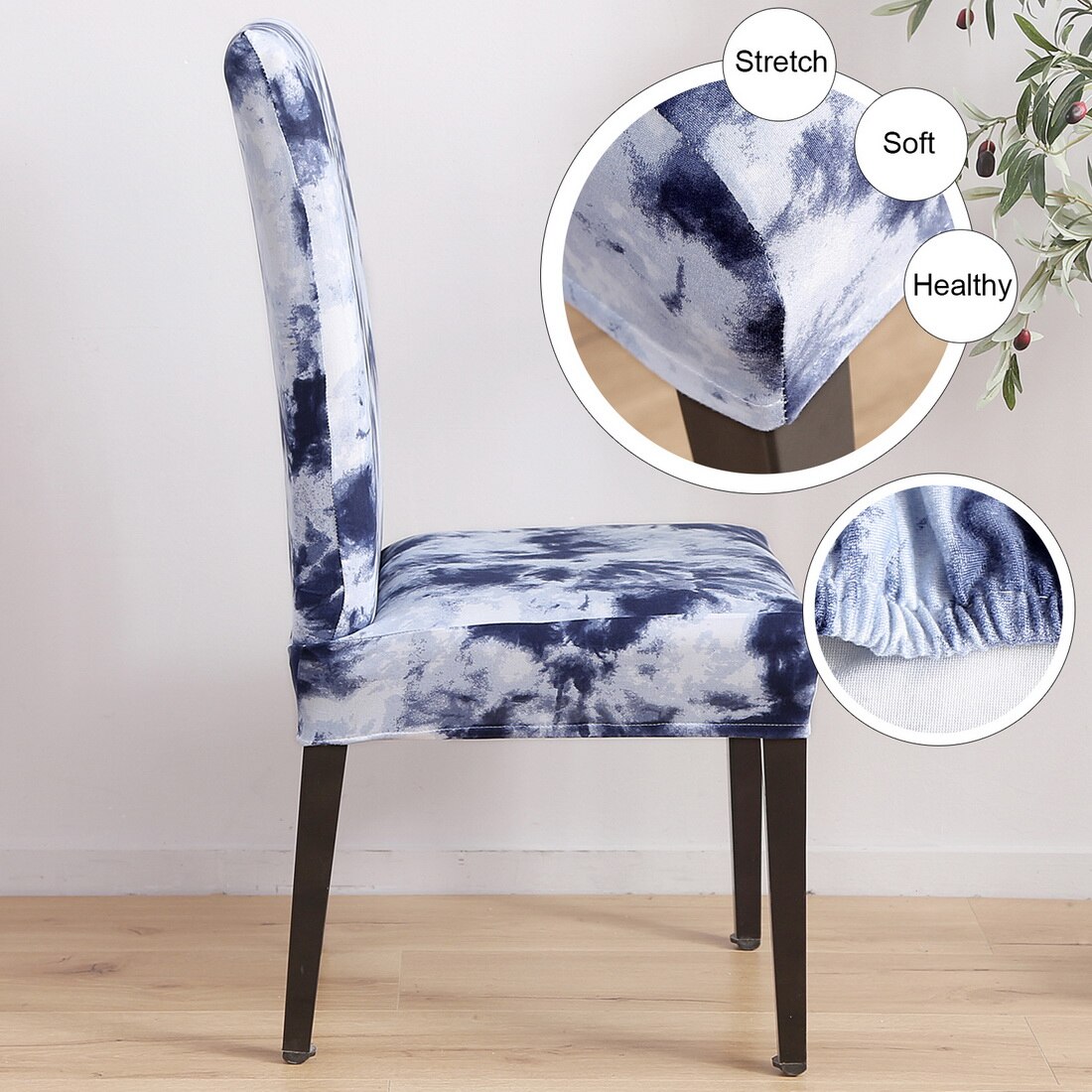 Stretch Dining Chair Covers Slipcovers Removable Chair Protective Covers Tie Dye Chair Cover Spandex Stretch Elastic Slipcovers