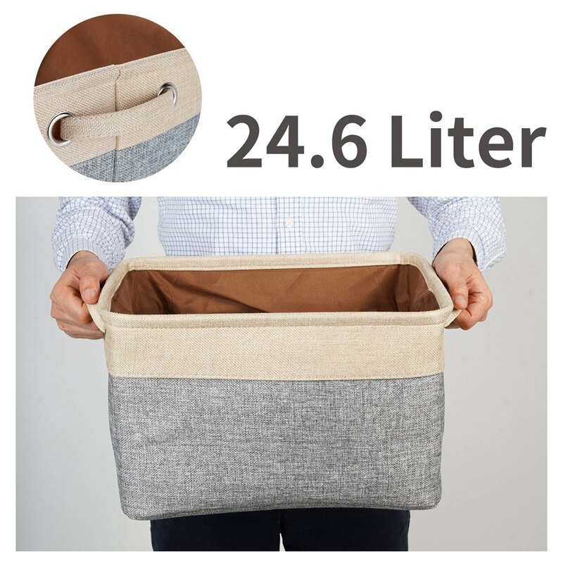 Fabric Storage Box, Storage Basket, Basket Fabric In Square For Cupboard, Shelf, And Clothes (Foldable, Pack Of 3)