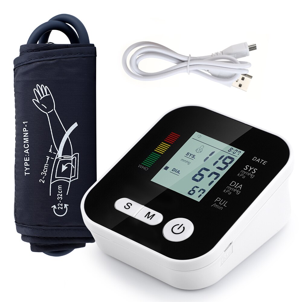 Elektrische Bloeddrukmeter Bovenarm Voice Alarm Automatische Digitale Medische Heart Beat Pulse Tonometer Bloeddrukmeters