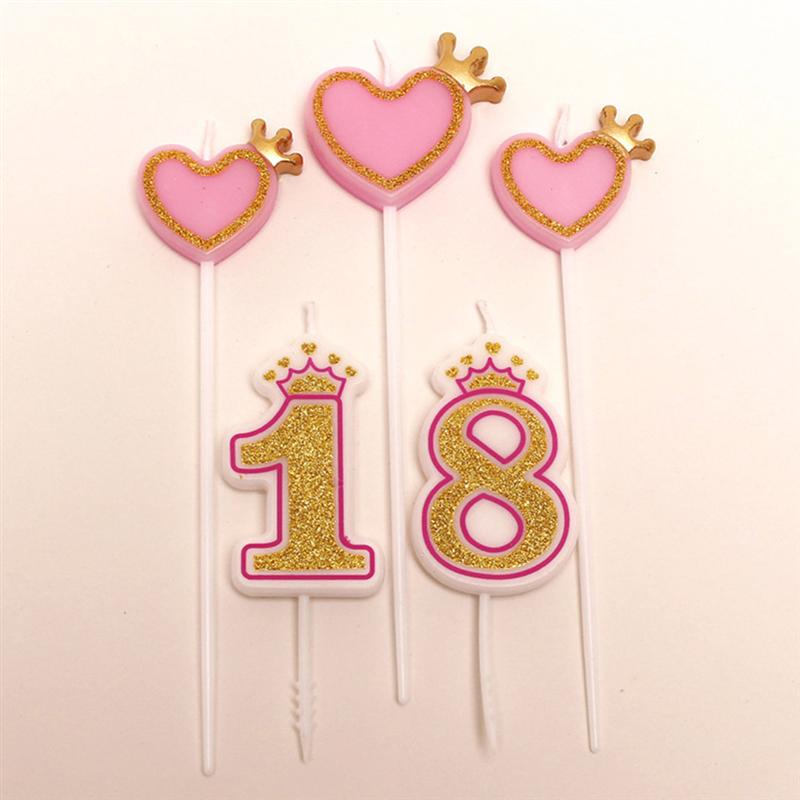 6pcs Verjaardagstaart Kaars Decoratie Hart Crown Shape Cake Kaars Creatieve Taart Kaars Decoratie