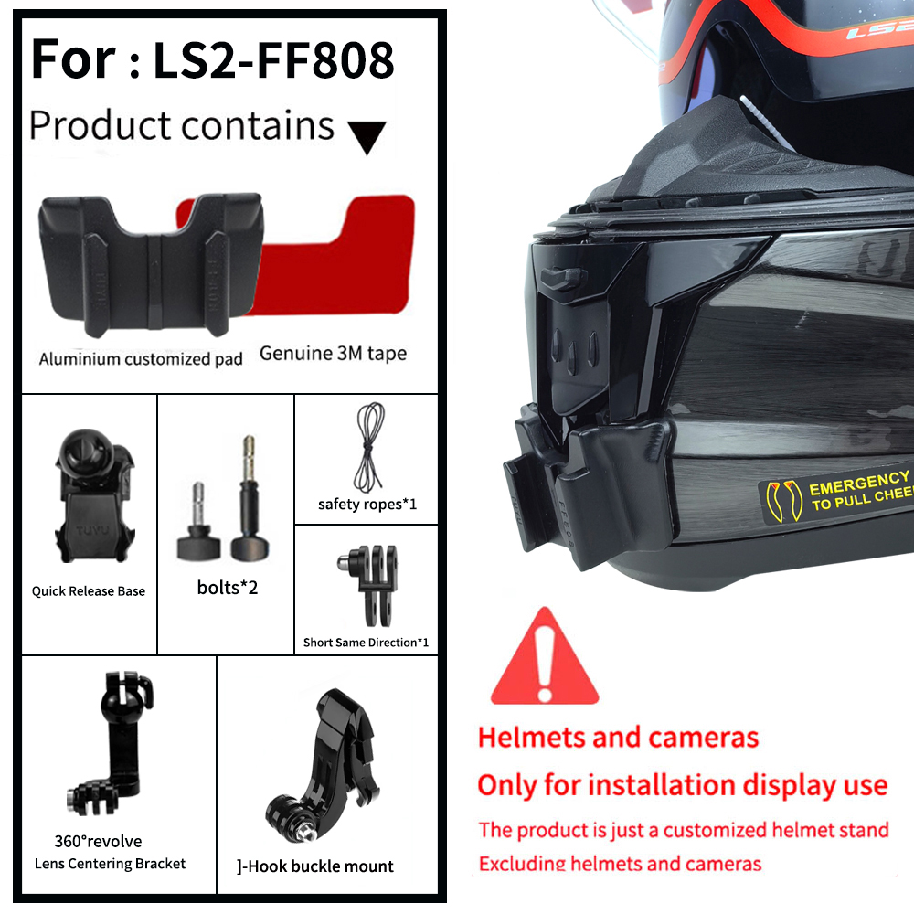 LS2-Helm, maßgeschneidert, MX701 436 FF370 352 800 801 802 805 811 903, Kinnhalterung für GoPro Hero10 Insta360 X2 3 DJI-Zubehör: grau