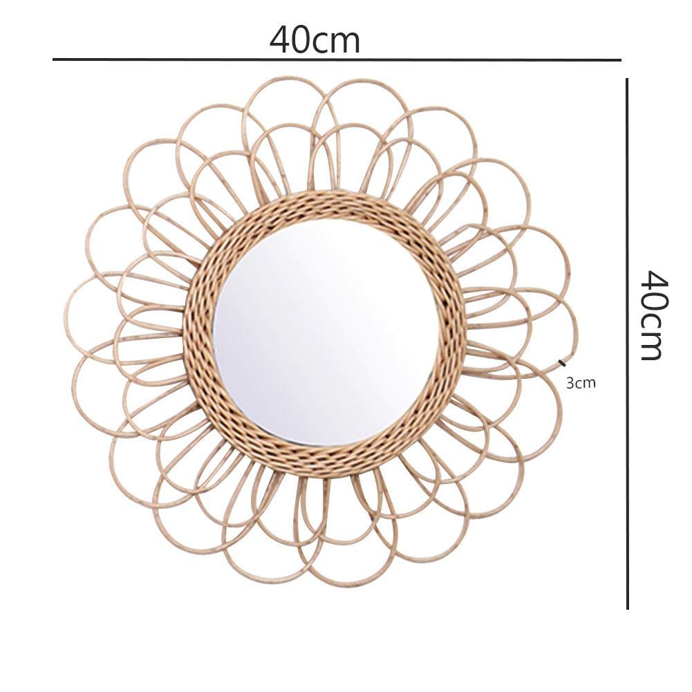 Hengende speil råtnende solsikke sirkulær vegg speil dekor boho kurv dressing sminkespeil din 889