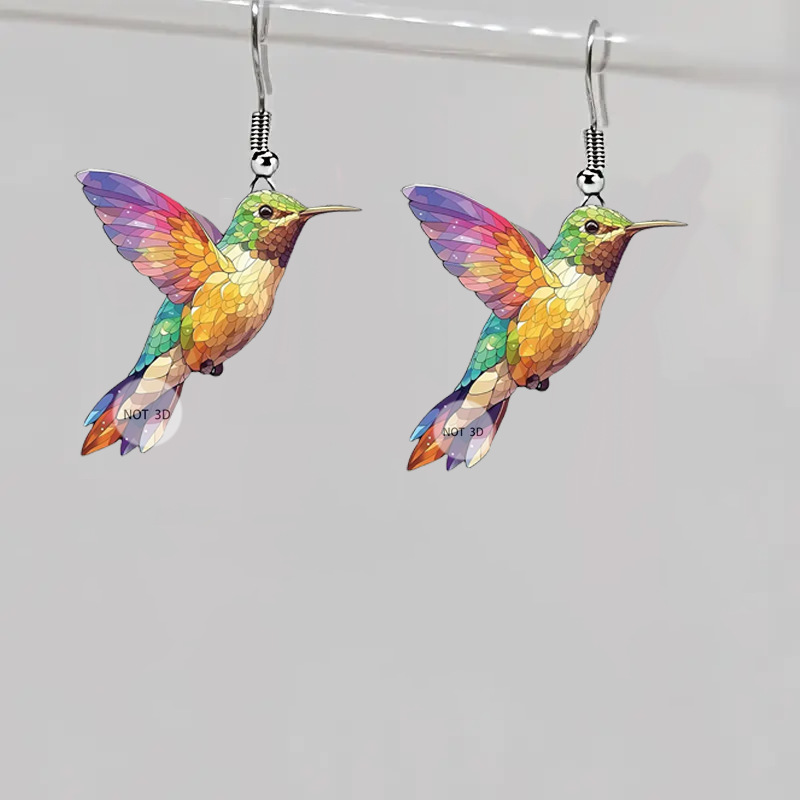 2D Acrylic Hummingbird Earrings Cute Bird Shape Earrings For Women Girls Ear Charms Dangle Jewelry Accessory: PALLADIUM
