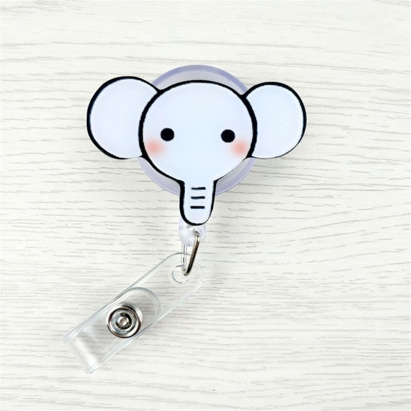1 Pcs Cute Cartoon Mini Retractable Badge Reel elephant monkey Lanyards ID Name Card Badge Holder Clip Student Badge Holder