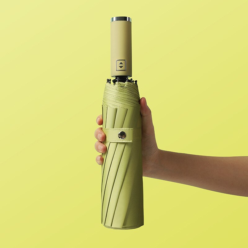 Automatische paraplu pure kleur eenvoudige vinyl zonneparaplu regen of regenparaplu paraplu