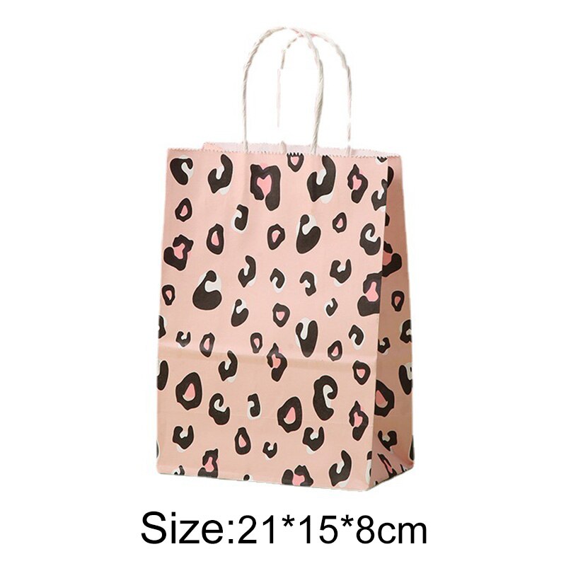 5Pcs Cartoon Printed Tiger Zebra Leopard Bags Reusable Packing Bags With Handles For Birthday Party Decoration