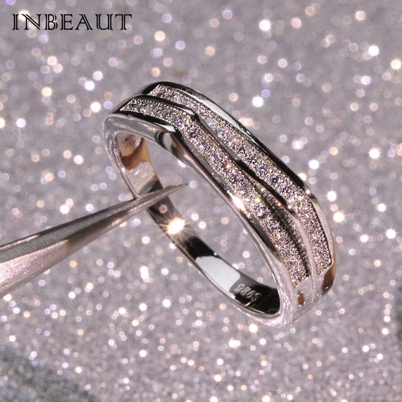 INBEAUT Doppel Split Crown Micro Runde Kubikzironia Party Ring für Frauen Trendy Besondere Liebe Ringe Elegante Schmuck