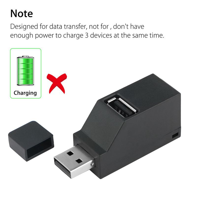 High Speed 3 Port USB 2.0 Multi HUB Splitter Expansion Desktop PC Laptop Adapter.