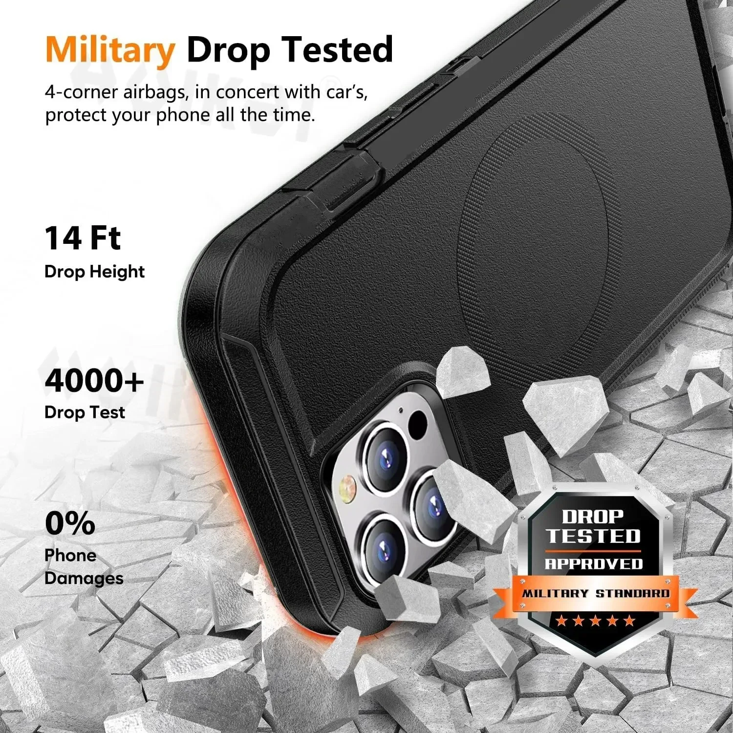 Otter Armor Defender Series Magsafe Case for IPhone 16 Pro Max 15 14 Plus Heavy Duty Shock Absorption Protective Silicone Rubber