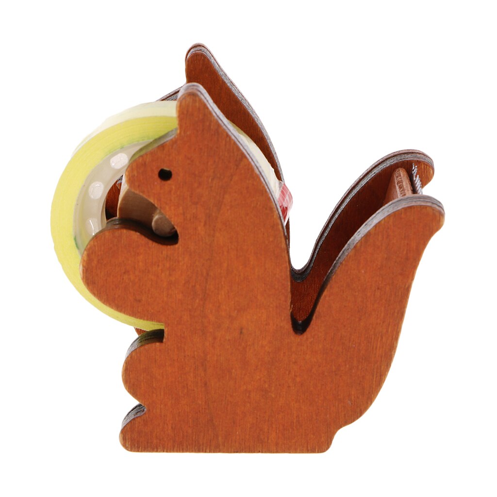 Træ egern tape dispenser scrapbog / album malertapeskærer kontorklæbende tape holder miljøvenlig