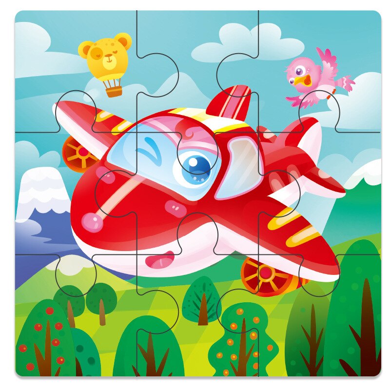 Baby Toys Wooden 3d Puzzle Cartoon Animal Intelligence Kids Educational Brain Teaser Children Tangram Shapes Learning Jigsaw Toy: Aircraft