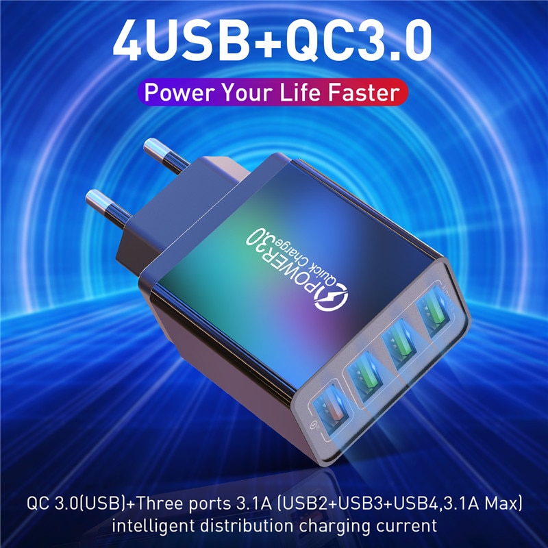 KSTUCNE 3A USB Charger Quick Charge 48W Phone Charger For iPhone XS 11 Pro Max Xiaomi Huawei P20 Lite Samsung s9 S8 Fast Charger