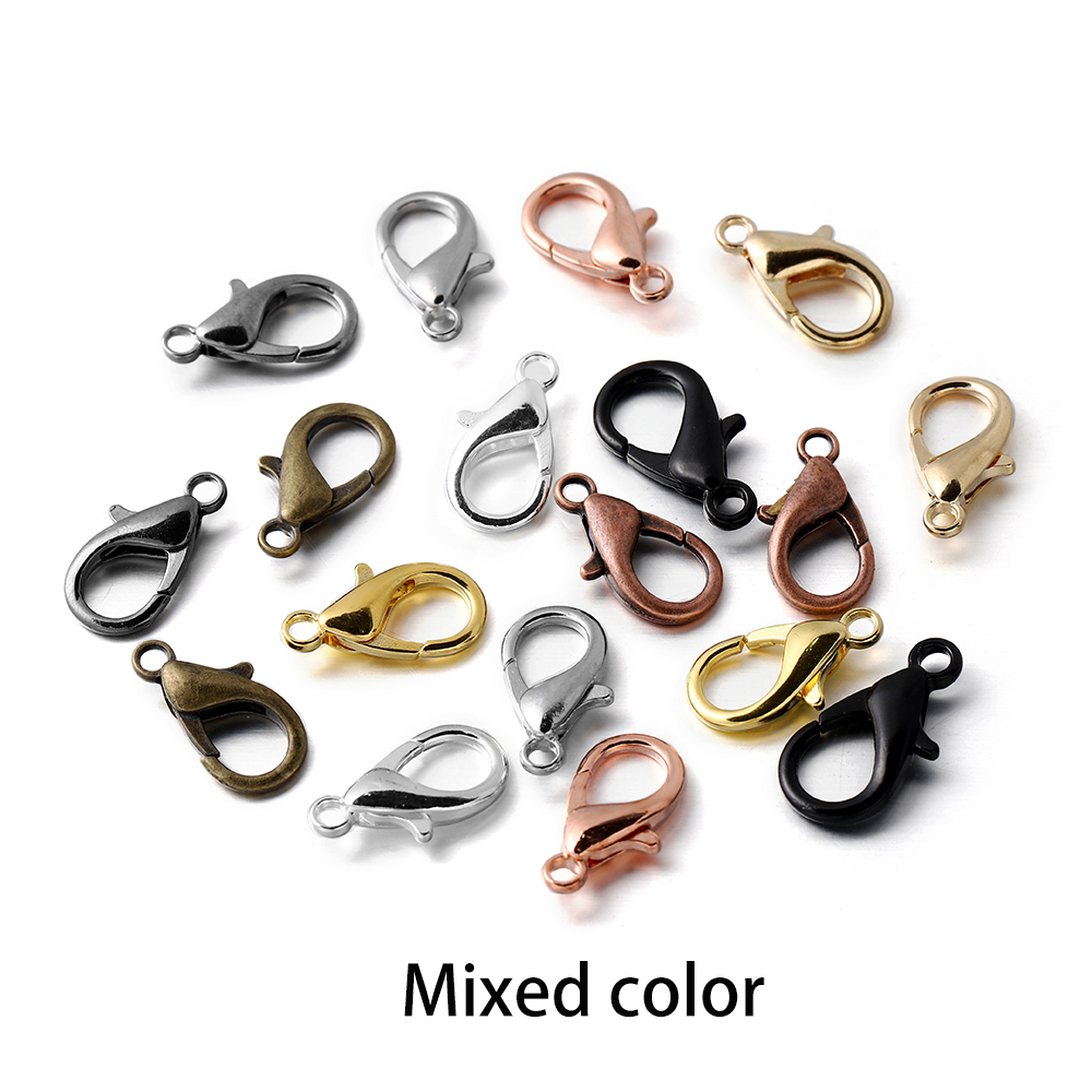 100 teile/los Metall Karabiner für Armbänder Halsketten Haken Kette Verschluss Zubehör für DIY Schmuck Machen Erkenntnisse: S / Blau