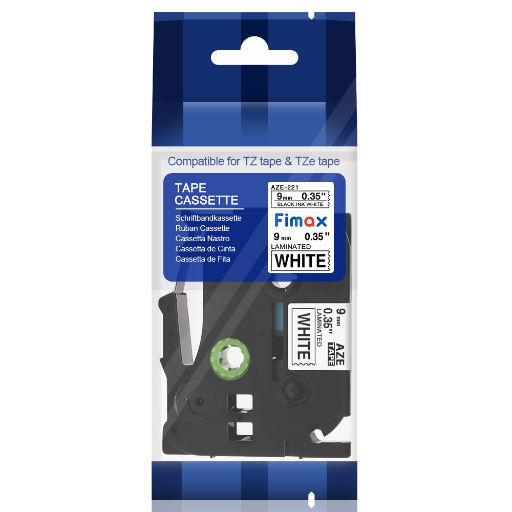 3/8 Inch Black White P-Touch Tape 2-Pack GENUINE Brother TZe-221 P