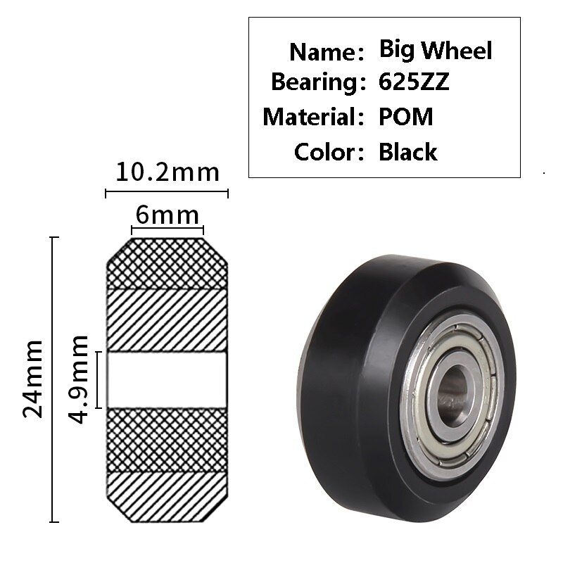 Mega 8Pc 3D Printer Polycarbonaat Katrol Wiel V-Slot Pom 625zz/Rs Lineaire Lagers Openbuild Voor Creality CR10 S5 Ender 5 3/3Pro: 8PCS BigBlack Wheel
