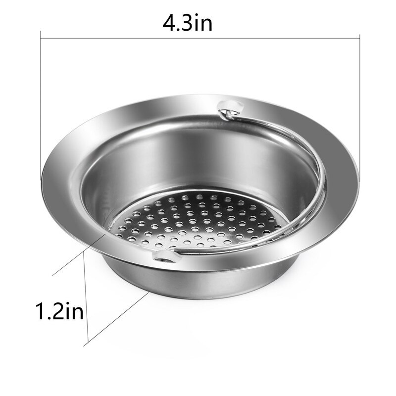 2PCS Sink Strainer Filter Portable Stainless Steel 4.5"Diameter Bathroom Sewer Floor Slag Kitchen Strainer Accessories Tool Iron