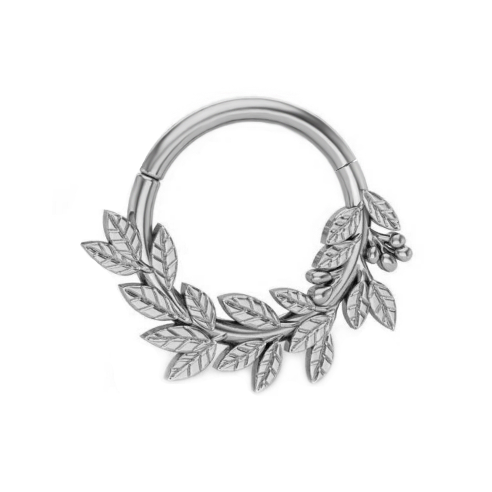 Wreath Septum Nose Ring Piercing Water Clicker 316L Stainless Steel Daith Clicker Helix Cartilage Earring BodyJewelry: Light Yellow Gold Color
