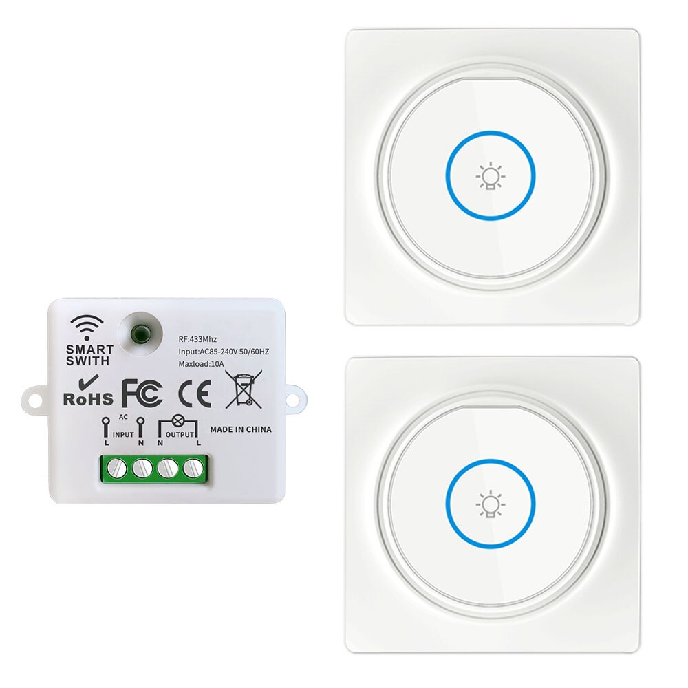 433mhz Rf Wireless Kinetic Switch Self-Powered Wall Switch No Battery Need and 220V 10A Relay Receiver for Light/home Appliance: Self power Switch 2