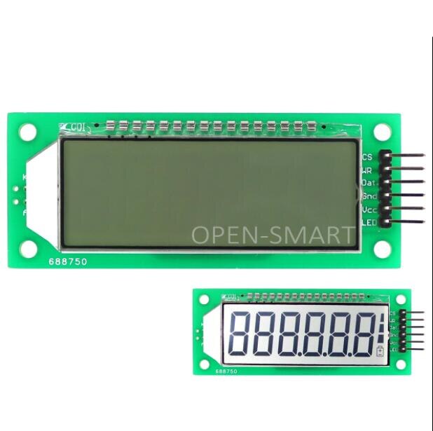 2.4 inch digital tube display / 6-digit 7-segment LCD display module / comes with white backlight / 3-wire SPI