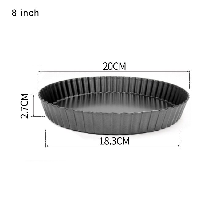 Non-stick Round Tart Pan Quiche Pan with Removable Bottom Pie Pan Fluted Pie Rectangle Tart Pan Mold Baking Quiche Tool GYH: 8 inch
