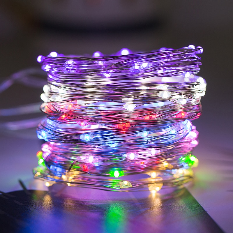 ROPIO 2M/5M LED Copper String Lights AA Battery Operated LED String Fairy Lights Christmas Wedding Party Decoration