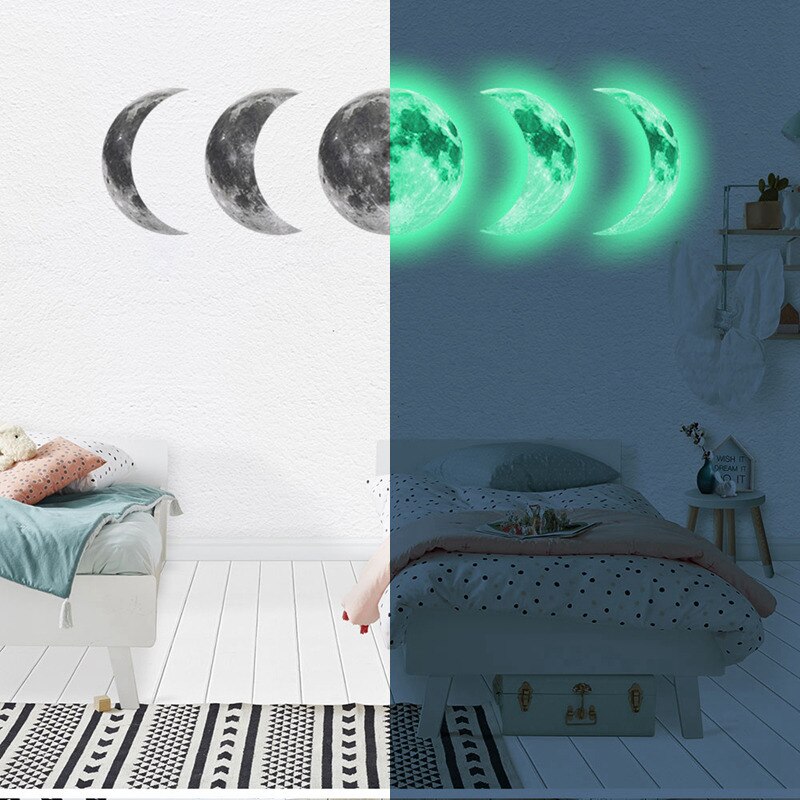 Lichtgevende Maan Fase Diagram 3D Muurstickers Voor Kinderkamer Woonkamer Plant Glow In The Dark Stickers Wall Art home Decor: OriginalGreen Light